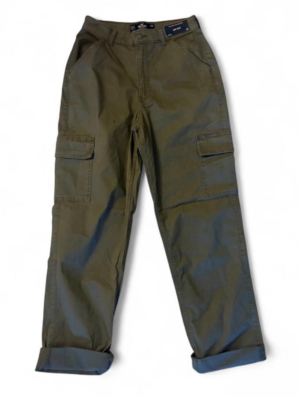 Hollister Dad Pants Olive Green Cargo Pants with Rolled Cuffs